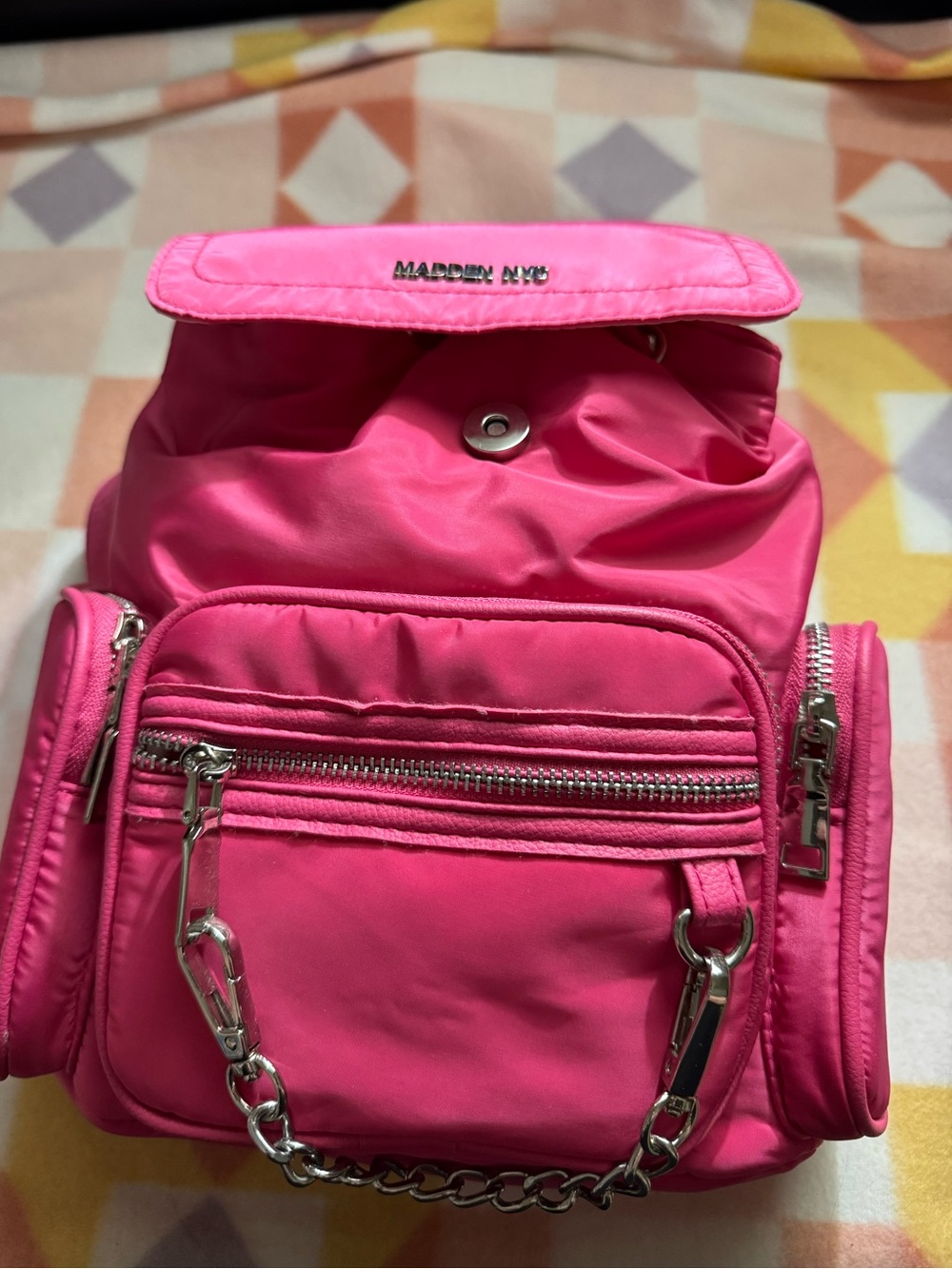 Madden NYC Pink Nylon Mini Backpack